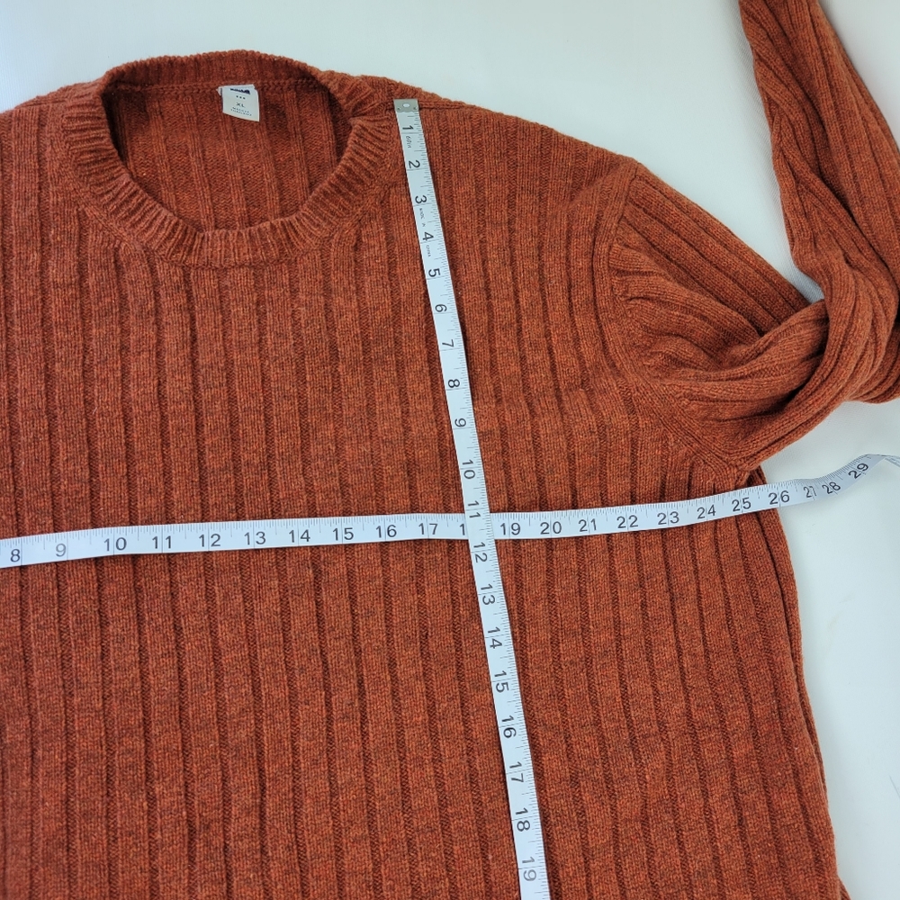 100% Wool Knit Burnt Orange Sweater Sz XL - Picture 5 of 8